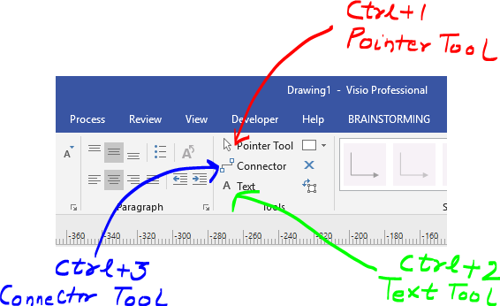 Visio 2019 Connector tool on Home Tab
